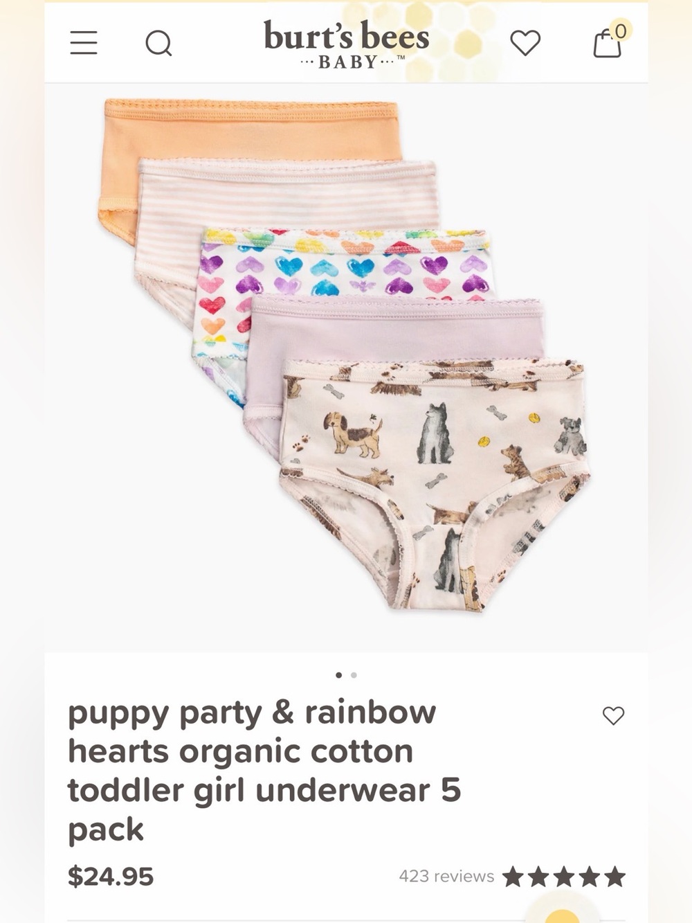 Burt’s Bees - 5 Pack Toddler Girl Underwear, 4-5T